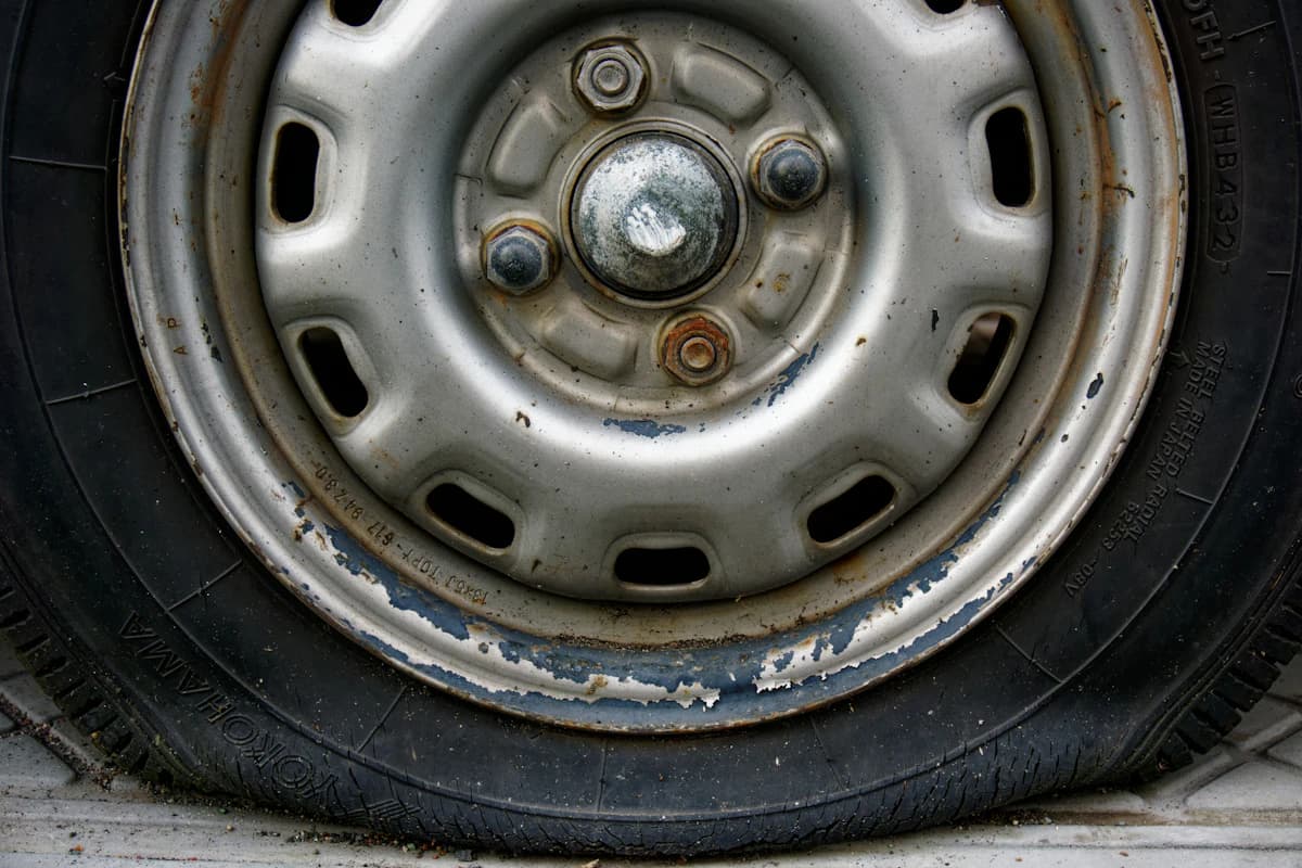 Worn car tyre tread that needs replacing – Wells, Somerset